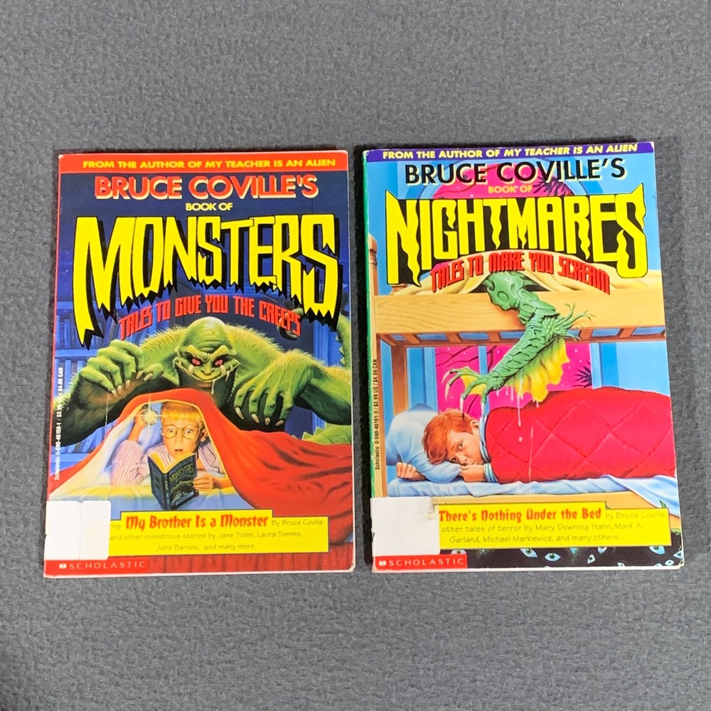 Bruce Coville Book of Monsters Nightmares Kids 2-Book Set Vintage 90s Scholastic